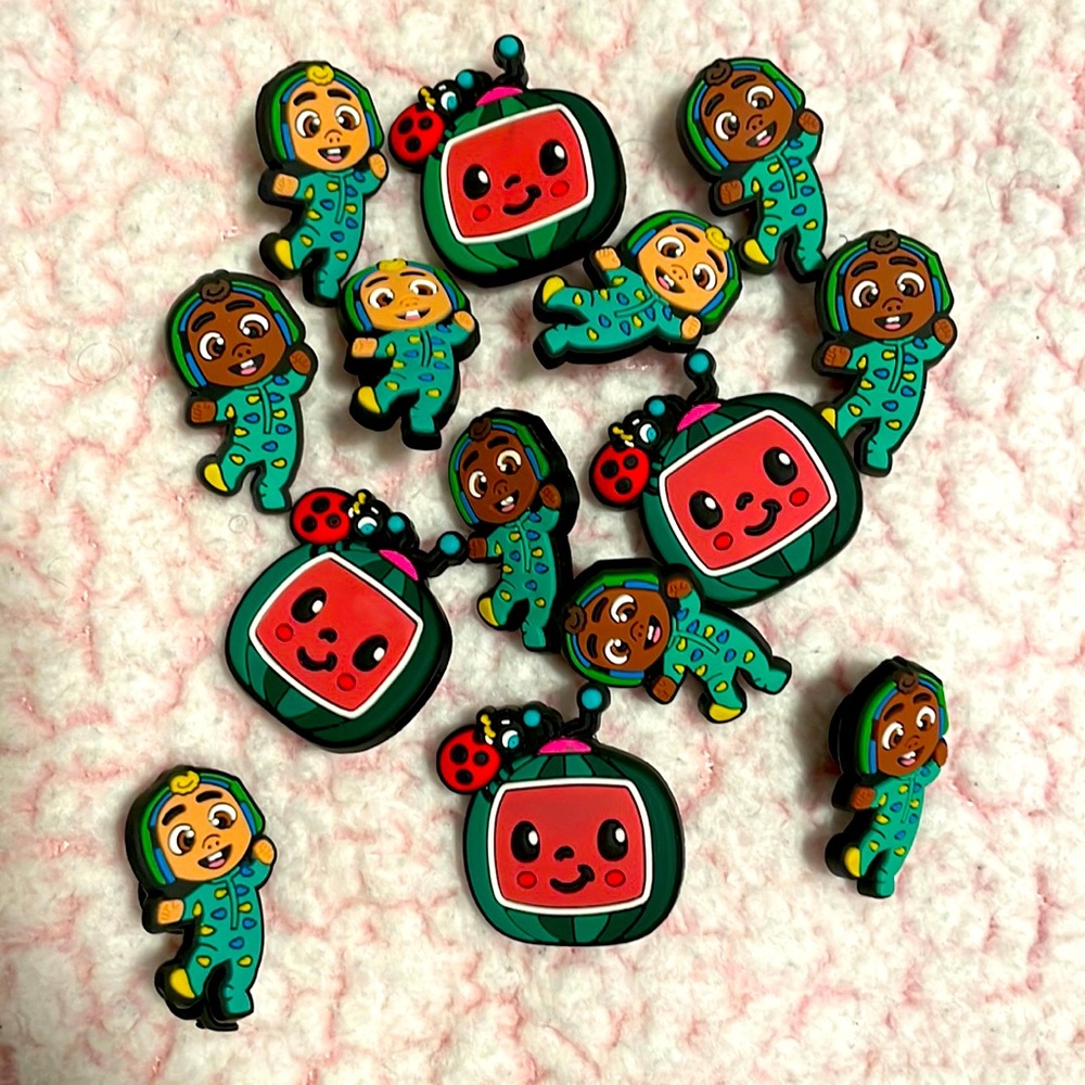 Cocomelon Croc Charms with Black and White babies